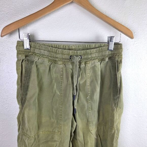 Zara Olive Green Chambray Linen Lyocell  Jogger Pants Size Small/SM - Picture 4 of 10